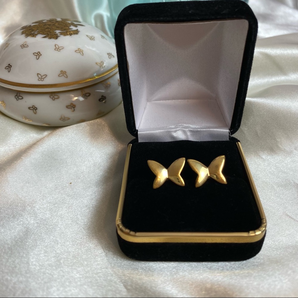 Vintage Sterling Silver Vermeil Butterfly Stud Earrings - Picture 6 of 10